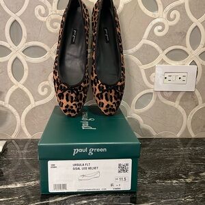 Paul Green Leopard-Print Velvet Ballet Flats in Brown/Black